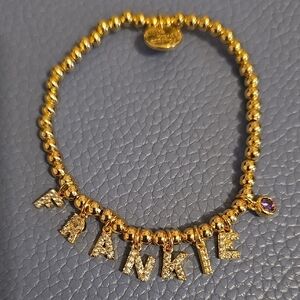 Gold Beaded Bracelet with Name Charms - FRANKIE